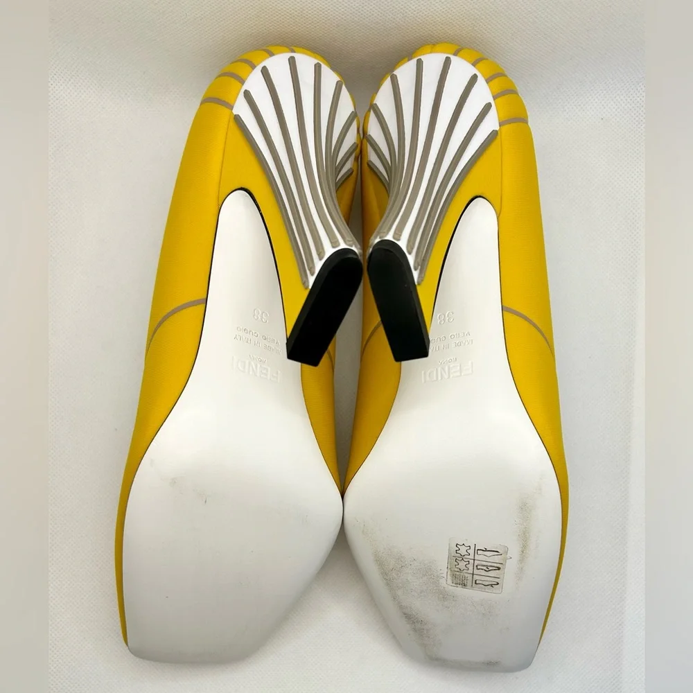 SOLD—Fendi FFreedom NIB Yellow Pumps Heels 38 UK5 - Picture 9 of 15